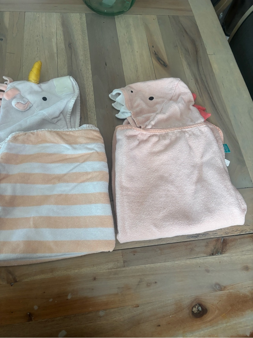 Pillowfort Pink Striped and Solid Hooded toddler Bath Towels